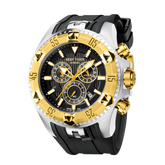 52mm Big Dial & Yellow Gold Color Bezel Men's Multi-Function Quartz Movement Waterproof Sport Watch - REEF TIGER Aurora RGA303